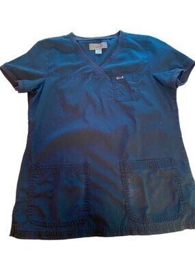 comfort women’s shirt sleeve V-neck scrub black top size XS nurse medical